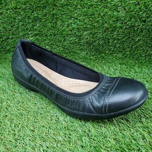 Clarks Meadow Opal SIZE 12 Women's Comfort Leather Ballet Flats Black